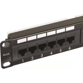 100-304 - PATCH PANEL 1U CAT6 24 PORTAS COMPLETO PRETO EXCEL