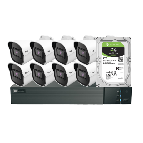 KIT CCTV IP NVR 8CH PoE + 8 TUBULAR 2MP 2.8mm+HDD4TB