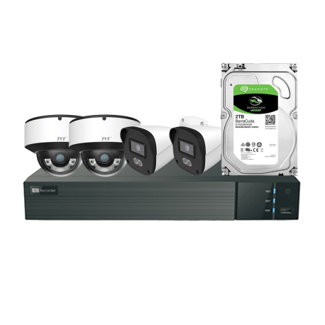 KIT CCTV IP NVR 4CH PoE+2 x DOME/2 TUBULAR 4MP 2.8mm+HDD2TB