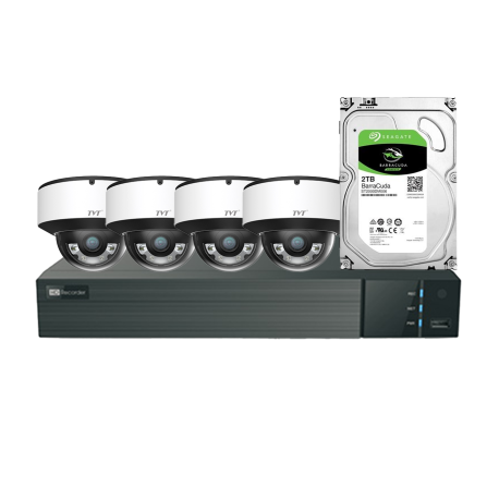 KIT CCTV IP NVR 4CH PoE+ 4 x DOME 4MP 2.8mm + HDD2TB