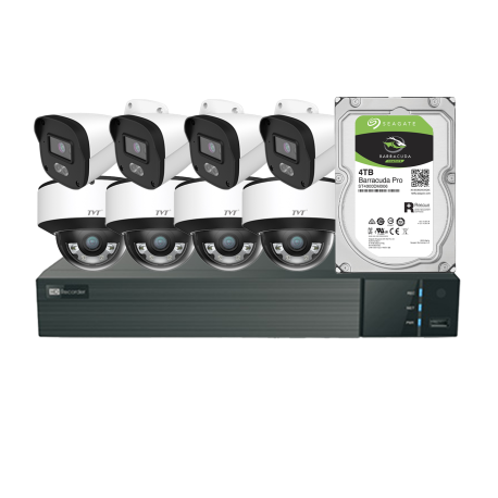 KIT CCTV IP NVR 8CH PoE+4 x DOME/4 TUBULAR 4MP 2.8mm+HDD4TB