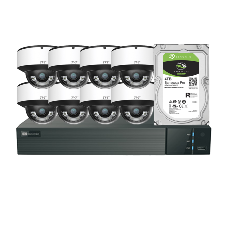 KIT CCTV IP NVR 8CH PoE + 8 x DOME 4MP 2.8mm+HDD4TB