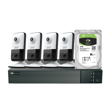 KIT CCTV IP NVR 4CH PoE+ 4 x CUBO POE 2MP 2.8mm + HDD2TB