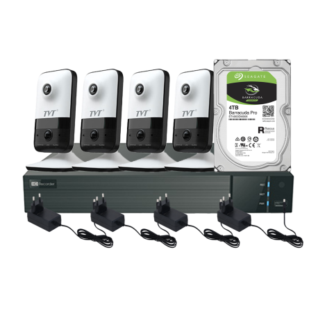 KIT CCTV IP NVR 4CH + 4 x CUBO WIFI 2MP 2.8mm + HDD2TB