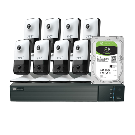 KIT CCTV IP NVR 8CH PoE + 8 x CUBO POE 2MP 2.8mm+HDD4TB