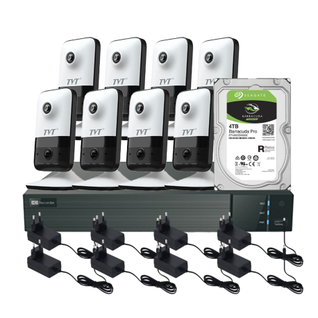 KIT CCTV IP NVR 8CH + 8 x CUBO WIFI 2MP 2.8mm+HDD4TB