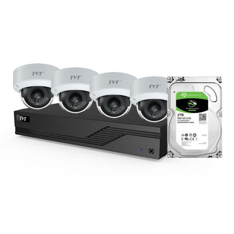 KIT CCTV IP NVR 4CH PoE+ 4 x DOME 2MP 2.8mm + HDD2TB