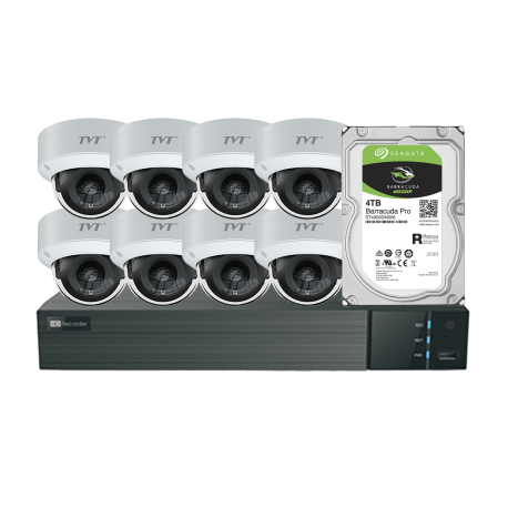 KIT CCTV IP NVR 8CH PoE + 8 x DOME 2MP 2.8mm+HDD4TB