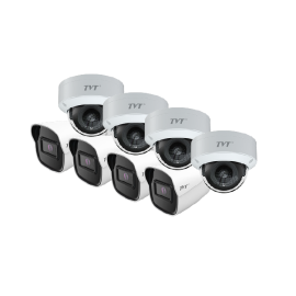 KIT 1 BLACK ALERT IPC - 4 DOMES + 4 TUBULARES 2MP  2.8mm TVT