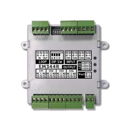 EM344R - MODULO ENDEREÇAVEL 4IN/4OUT A RELÉ INIM